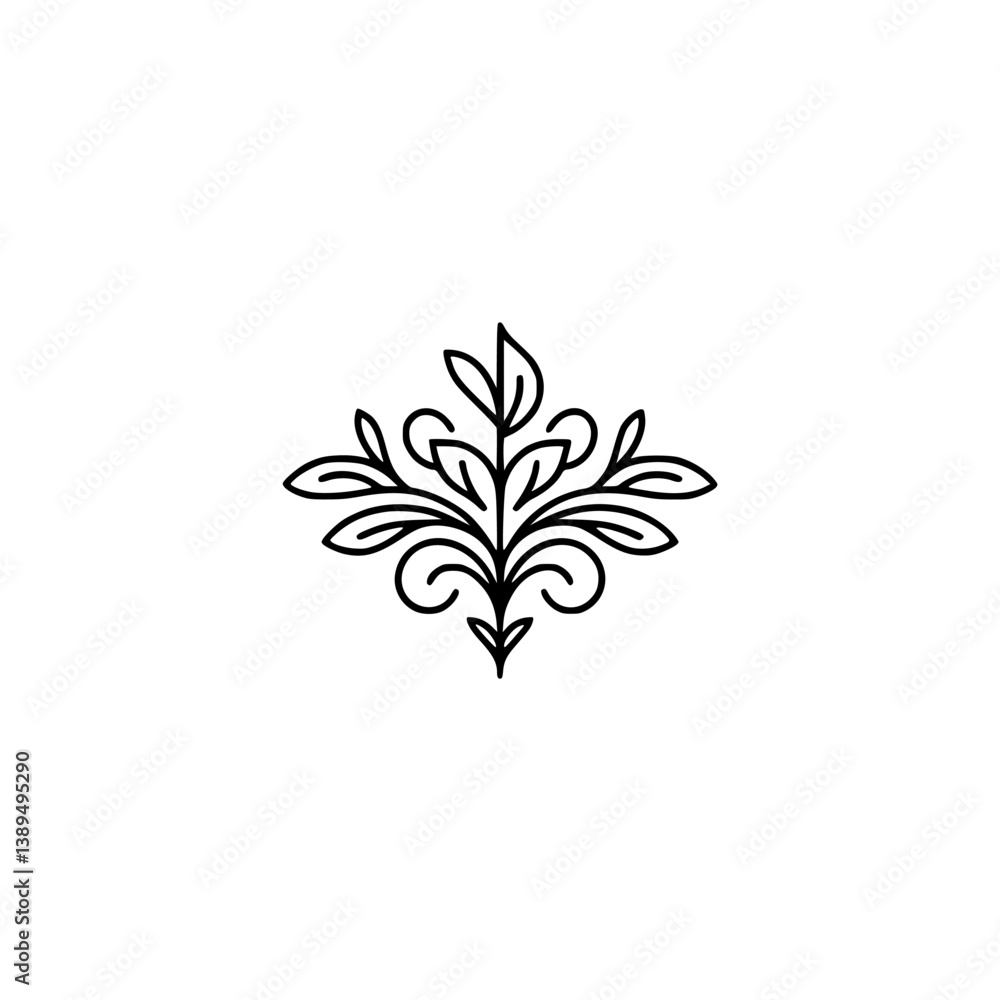 Fototapeta premium Elegant Line Art Botanical Logo: Minimalist Foliage Design
