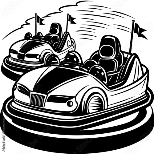 bumper cars black color vector