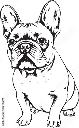 French bulldog. Hand drawn vector illustration	