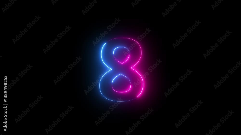 Neon number 8 animation, neon numbers 4k animated Neon number 8 animation, neon numbers 4k animated