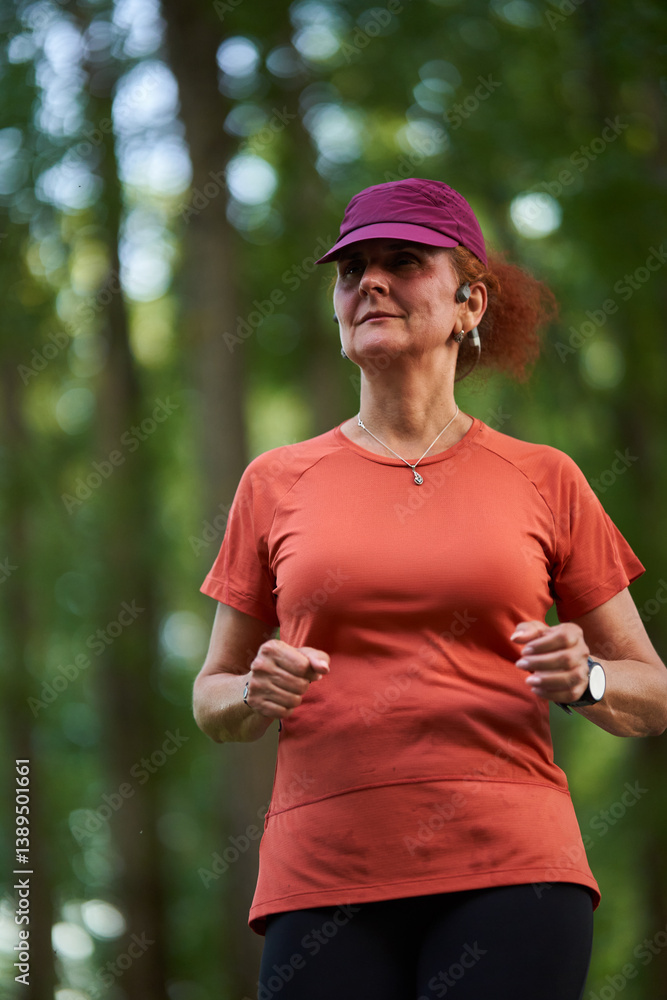Portrait of jogging woman outdoors.........