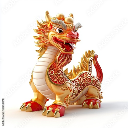 Golden Dragon Statue with Ornate Details for Chinese New Year
