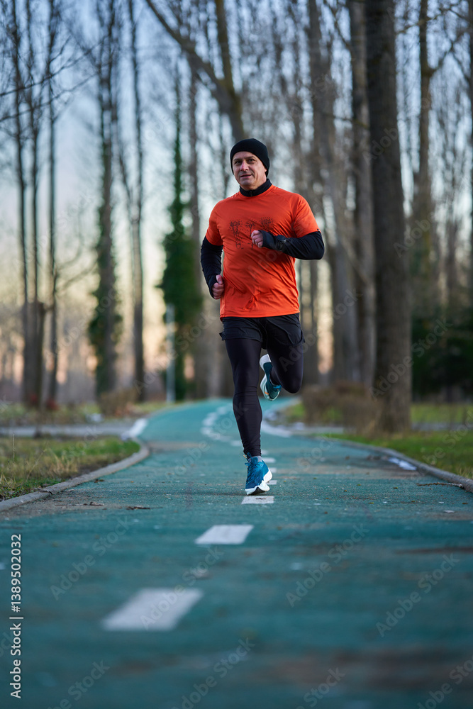 Winter jogging in morning sunlight.........
