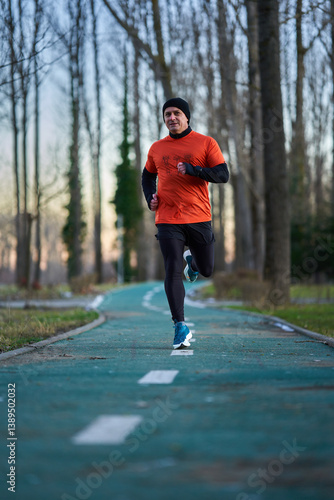 Obraz na płótnie Winter jogging in morning sunlight......... w salonie