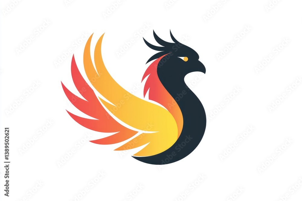 Stylized Phoenix Graphic with Fiery Wings for Branding and Design Stylized Phoenix Graphic with Fiery Wings for Branding and Design