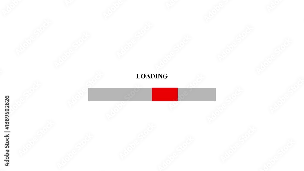 Loading bar red color with loading text on white background Loading bar red color with loading text on white background