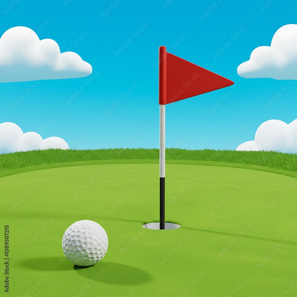 Obraz premium Golf ball near hole with flag