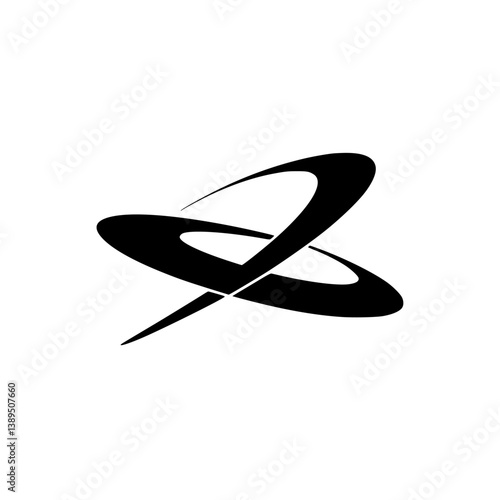 Abstract Black Swoosh Logo on Gradient Background, Minimalist Design