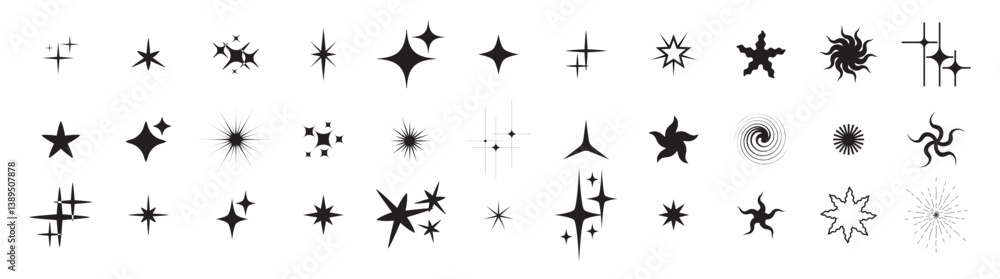 custom made wallpaper toronto digitalStarburst, sparkles, and stars set. Vector icons of stars flash and glitter shine sparks or glitter star burst transparent background