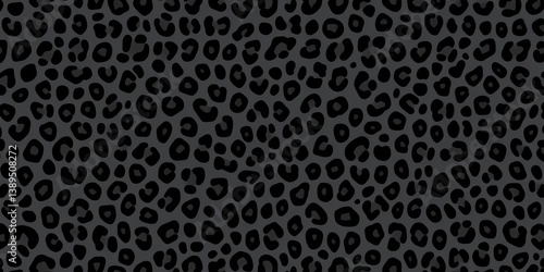 Sleek black leopard print, minimalist seamless vector pattern, abstract, stylish
