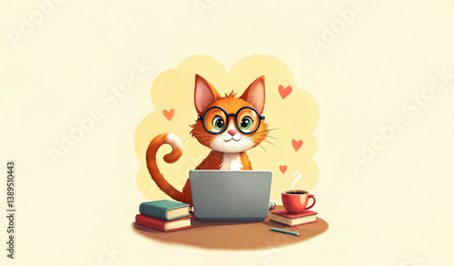 Cute cats working on laptops in a cozy setting