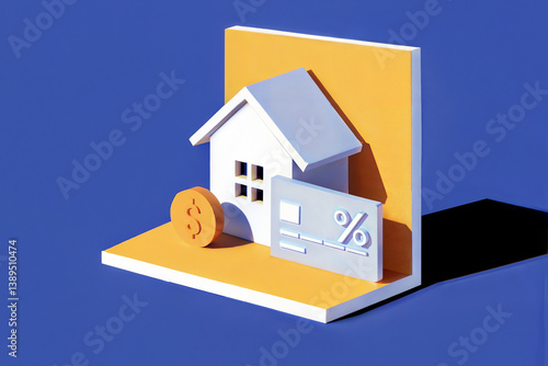 Mortgage and finance concept – house, percentage 