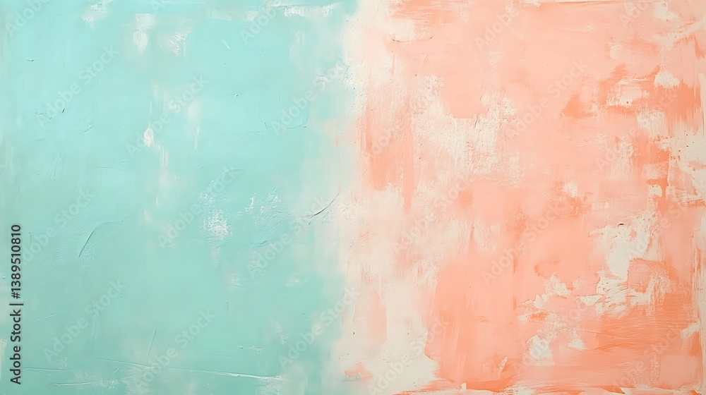 Fototapeta premium Abstract pastel teal and peach textured background.