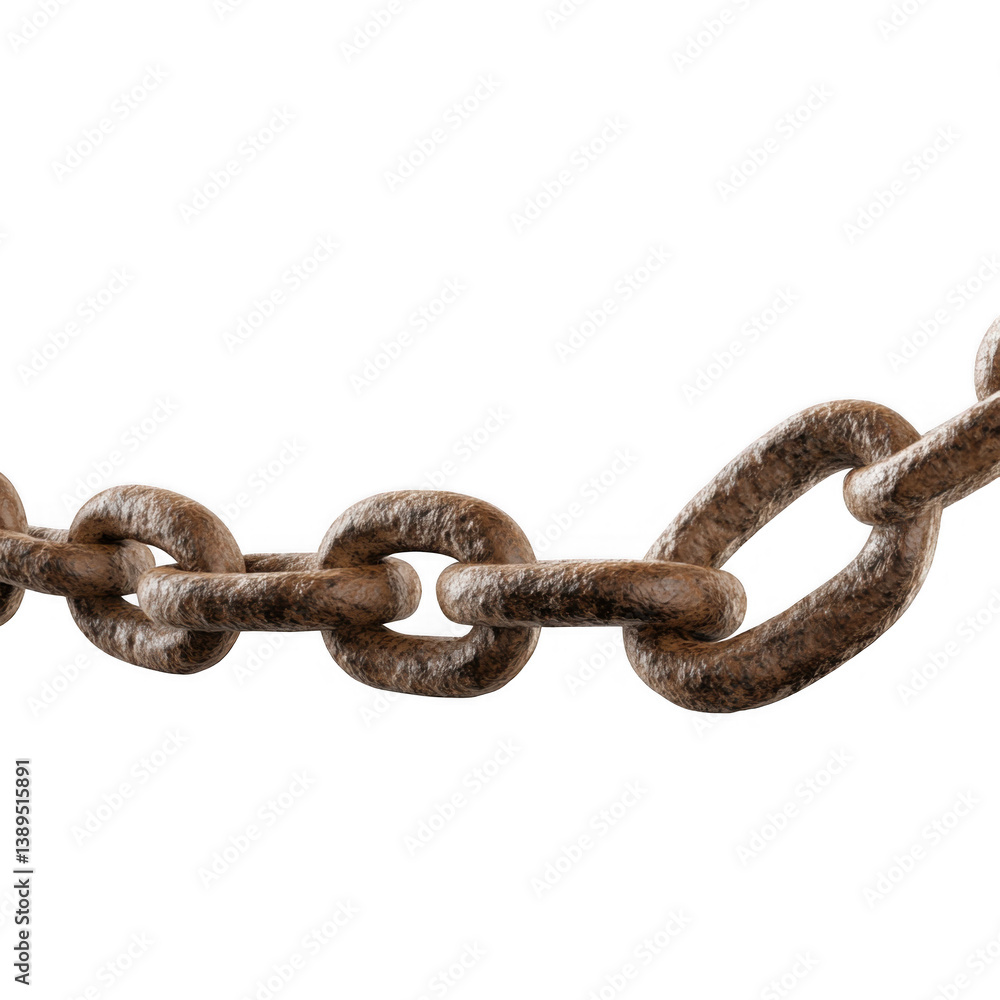 Fototapeta premium Rusty chain links with a transparent background suitable for graphic design and digital projects in various applications