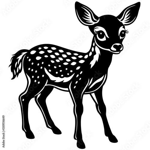 deer fawn black color on white vector. 