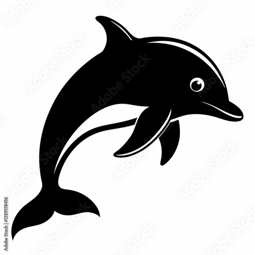 dolphin silhouette black color isolated white 
