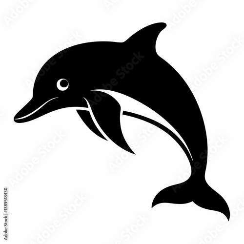 dolphin silhouette black color isolated white 