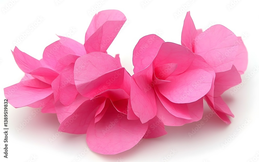Fototapeta premium Vibrant Pink Paper Flowers Wreath Closeup