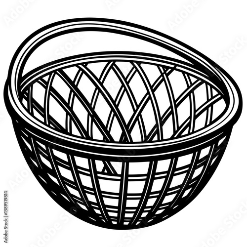 elliptical shaped basket black color on white vector 