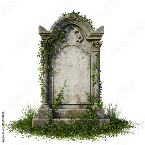 Overgrown Gravestone: Cemetery Headstone Texture