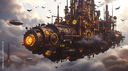 Skyborne Colossus, The Steampunk Fortress of Mechanical Wonders and Boundless Adventure. 