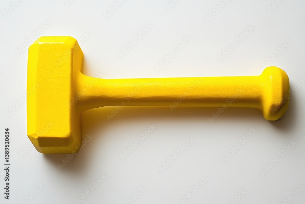 Bright yellow toy hammer playful design simple shape cheerful color isolated on white background