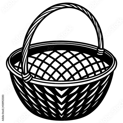 elliptical shaped basket black color on white vector 