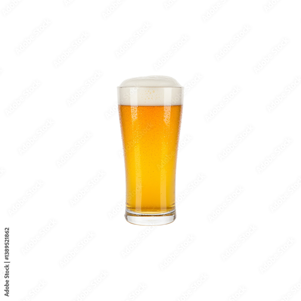 Realistic Glass of Cold Beer with Foam – Isolated on Transparent Background Realistic Glass of Cold Beer with Foam – Isolated on Transparent Background