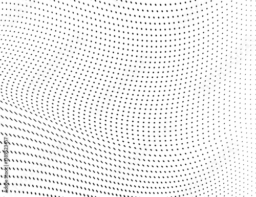 Abstract halftone wave dots background. Futuristic twisted grunge pattern, dots, circles. Vector modern optical pop art texture for posters, business cards and etc