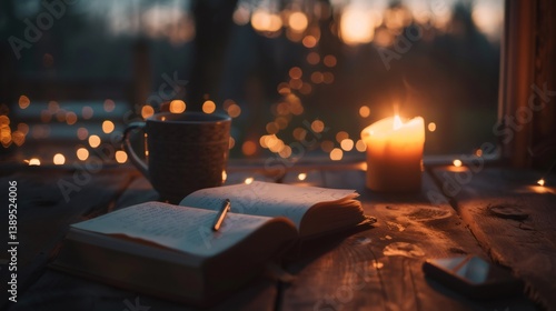 Wallpaper Mural cozy candles and the book Torontodigital.ca