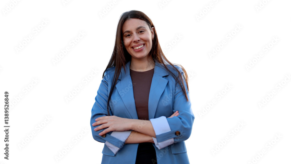 Portrait of a businesswoman crossing her arms and smiling on a transparent background Portrait of a businesswoman crossing her arms and smiling on a transparent background