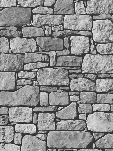 Wall of natural stone of gray color. Vector illustration. Sketch for creativity.