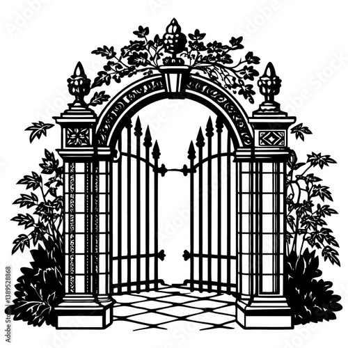 gate black color on white vector. (1)