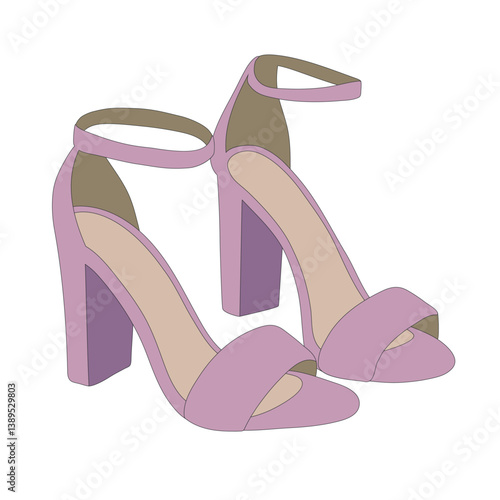 Sandals are high-heeled and platform shoes. Fashionable women's shoes. Vector illustration in a flat style. 