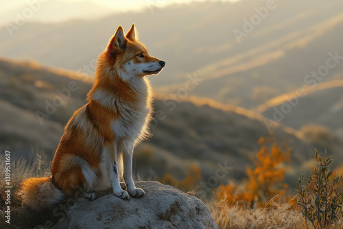 An Ethiopian wolf in the wi...