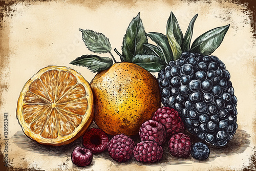 fruit and veg sketch