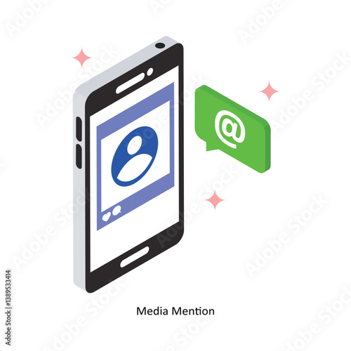 Media Mention Concept isometric Style Illustrations. Eps 10 File 
