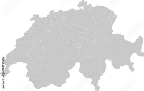 Switzerland administrative vector map with level 1 region boundaries – PPT-compatible & fully editable by region