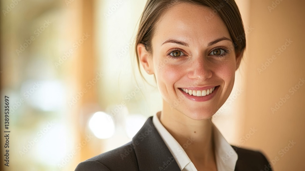 Confident young businesswoman in a professional suit, smiling warmly, exuding professionalism and self-assurance.
Confident young businesswoman in a professional suit, smiling warmly, exuding professionalism and self-assurance.