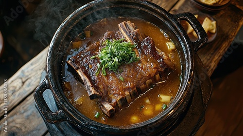 Steaming braised short ribs in a cast iron dutch oven