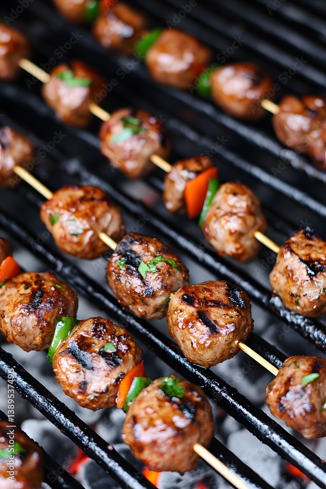 Delicious Grilled Meatball Skewers with Peppers Delicious Grilled Meatball Skewers with Peppers