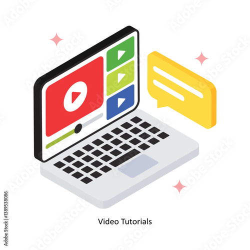 Video Tutorials Concept isometric Style Illustrations. Eps 10 File 