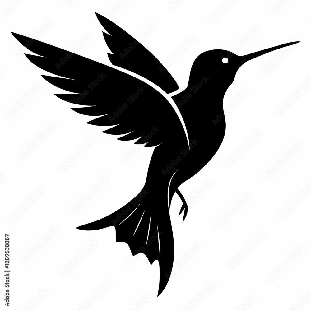 Fototapeta premium hummingbird roaring silhouette white