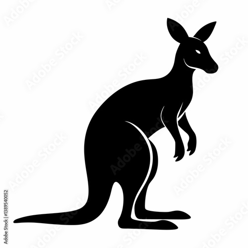 kangaroo joey silhouette isolated white background