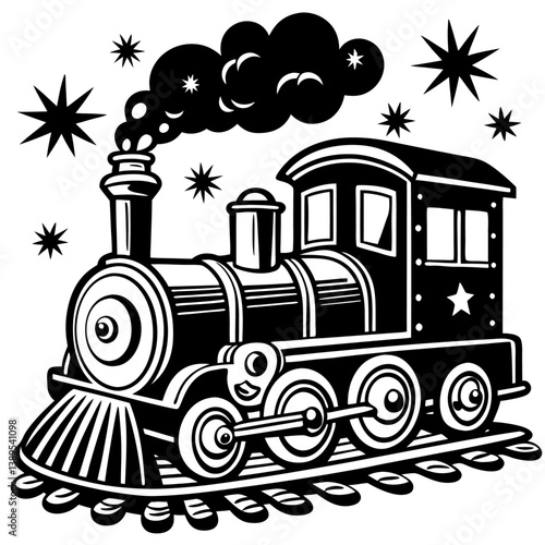 kiddie train black color on white vector. 