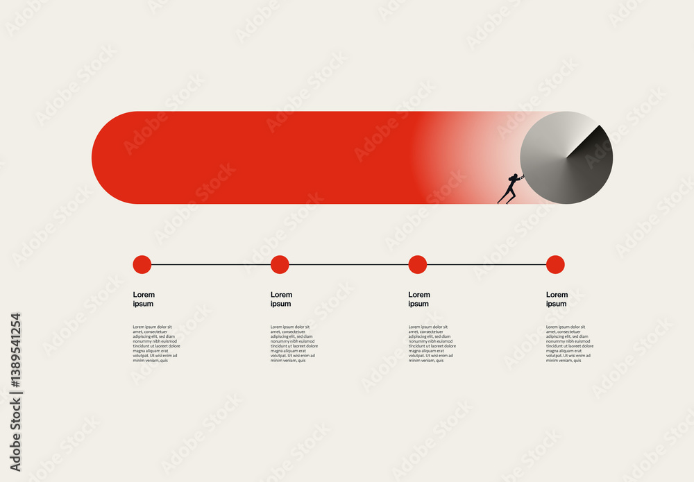Progress Bar Infographic Template with Minimal Illustration Stock ...