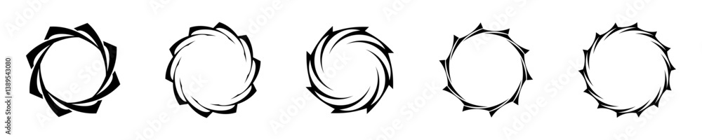 Obraz premium Abstract Circular Frame Designs with Swirling Patterns Vector Set