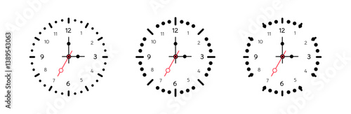 Minimalist Analog Clock Designs with Markers Vector Set