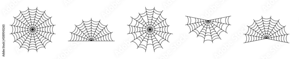 Obraz premium Symmetrical Spider Web Vector Designs Set