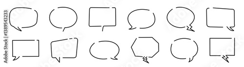 Minimalist Outline Speech Bubbles Collection Vector Set
